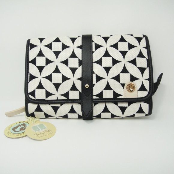 Spartina 449 Handbags - Spartina 449 Jewelry Clutch Kiawah Travel Case Bag Magnetic Close Linen Leather